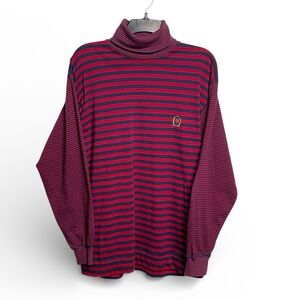 Vintage Tommy Hilfiger Red and Blue Striped Turtleneck contrasting sleeves small